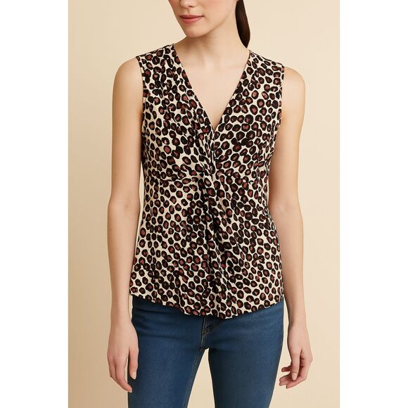 Donna Karan Tops - Donna Karan New York Leopard Print Twist Front Career Blouse M